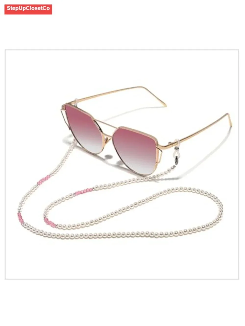 Pearl Beaded Eyeglasses Chain with Spinel Accents, Glasses Holder Lanyard for